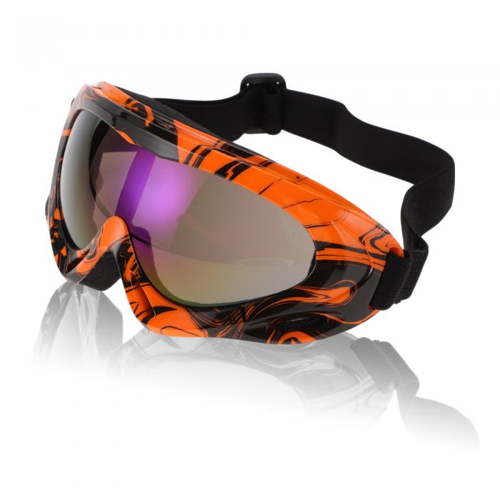 Partuto 1 Pc オートバイライディングゴーグル PC TPU サイクリングサングラス ブルーパープルレンズ オレンジブラックフレーム