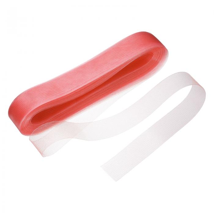 uxcell 50ヤード2インチ硬い馬毛ブレード ポリエステルボニング縫製ウェディングダンスドレスハットシェイピングトリミングアクセサリー用ワイド馬毛トリム ライトレッド