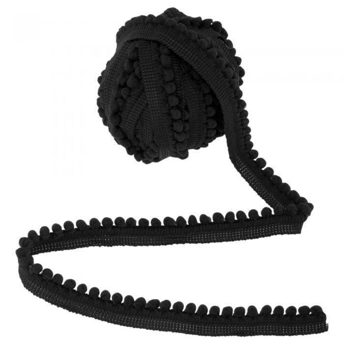 CAPASTEC ポンポンボール フリンジトリム クラフト用ミニタッセルリボントリム DIY裁縫アクセサリー ボールフリンジレース ホームパーティー装飾用品 ブラック 1個