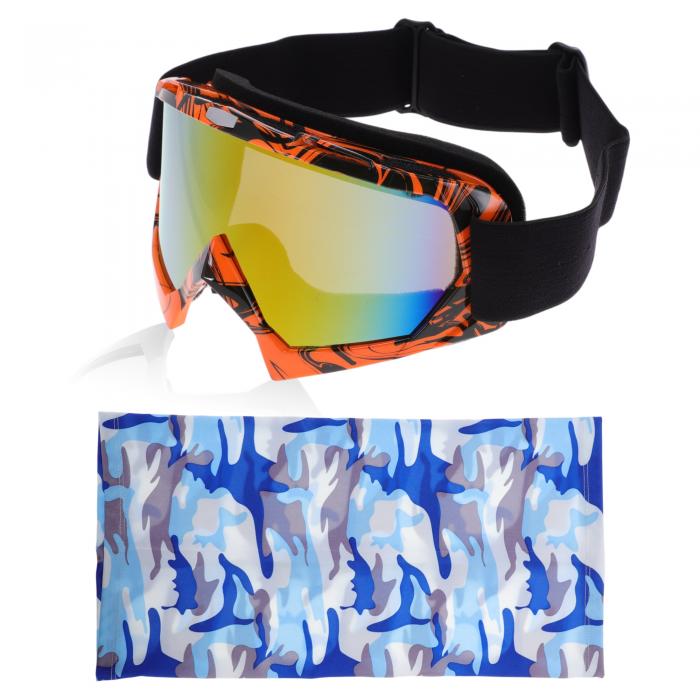 INFINAUTO 1セットのオレンジとブラックのフレームのカラフルなレンズのPC TPUサイクリングサングラスモーターサイクル用ゴーグル