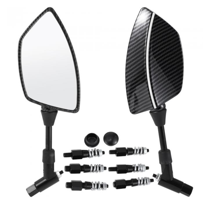 TUCKBOLD 1セットのオートバイリアビューミラー ユニバーサルプラスチックアイアンクリアガラスバーエンドサイドミラーマウントホワイト不規則台形直線ハンドル