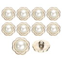 uxcell 10個21mm花レジンビンテージ衣類ボタンメタルコートパールボタンクラフトアクセサリー衣類コート装飾クラフトDIYプロジェクト ホワイト