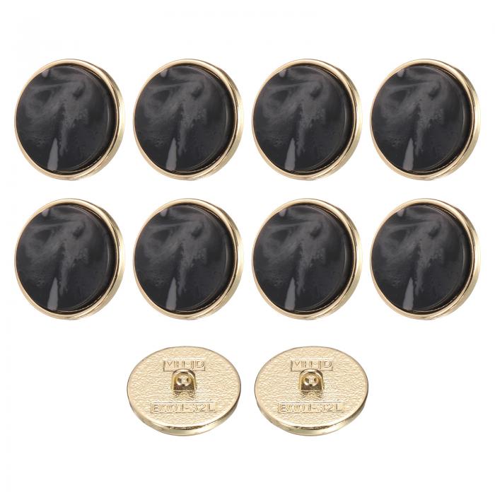 uxcell ラウンドボタン 樹脂と金属製 交換用 DIY 手作り 手芸/家庭/裁縫用 10個入り 直径20mm 黒