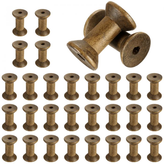 uxcell 30個の木製スプール、2インチ/50 mmの木製空のスプール、未仕上げの木製リボンスプール、アート..