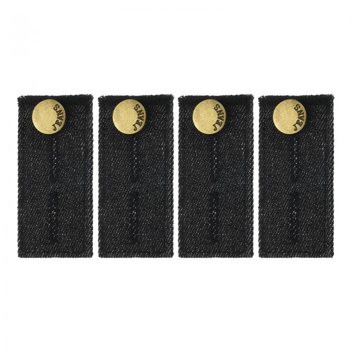 uxcell パンツ用 ボタンエクステンダー4個セット デニム製 調節可能なウエストエクステンダー 男女兼用パンツ ズボン ジーンズ用（黒 3.1x1.5インチ）