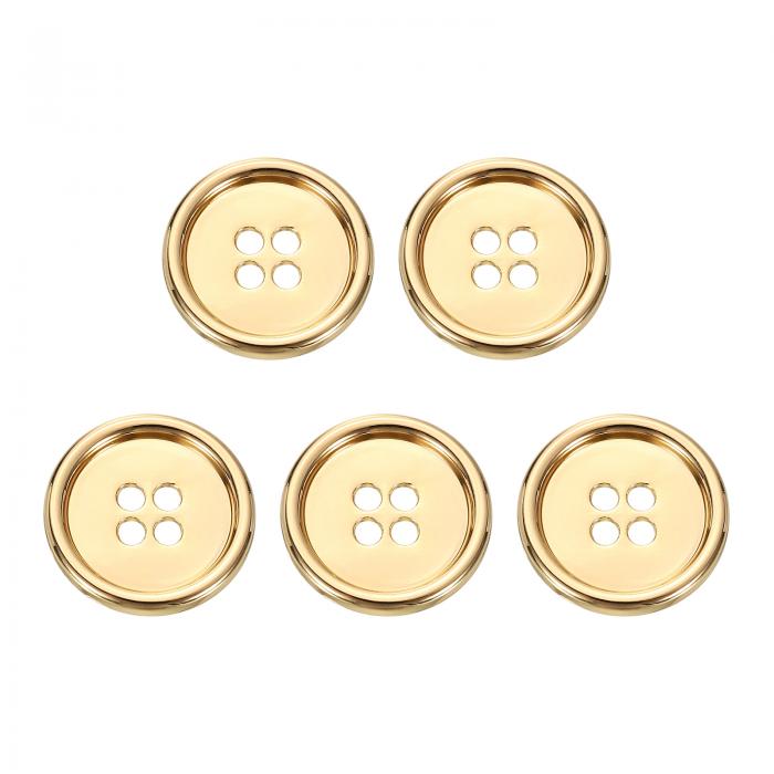 uxcell 5個 金属ボタン20mm（0.79インチ）4つ 穴合金丸いボタンクラフト裁縫アクセサリー 衣類DIYクラフト装飾用 金色