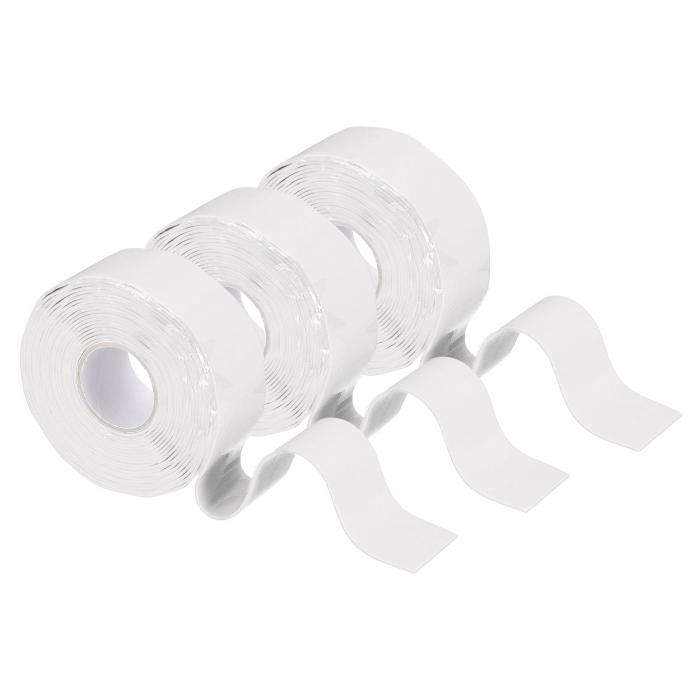 uxcell 3個の自己融着シリコンテープ、1インチ x 10ft 防水防水漏れシーリングテープ、配管パイプホース修理ハンドル用、ホワイト（厚さ0.5mm）