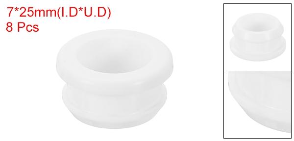 uxcell 8個のゴムグロメットが0.79インチ(20mm)の穴に適合します。直径0.55インチ(14mm)、高さ0.28インチ(7mm)のID穴トップハットグロメットシリコーンラバーホールプラグガスケット、電気ボックスケーブルパイプ用、ホワイト [2]