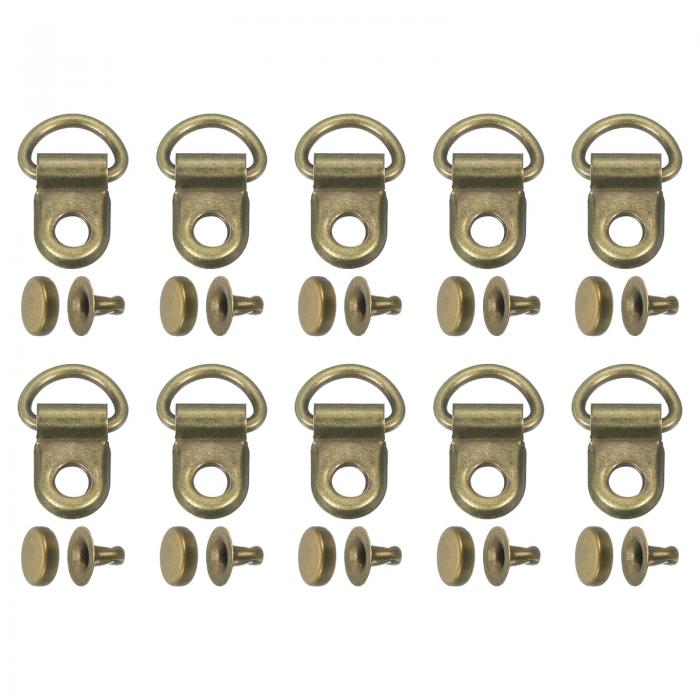 uxcell 20セットの靴ひもフック、ブーツレースフックDリングアイレットバックル、リベット付き、ハイキングブーツシューレザーバッグ用のブーツアイレット修理ク...