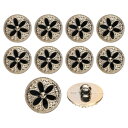 uxcell 25mm丸型樹脂ビンテージ衣類ボタンメタルコートフラワーボタンクラフトアクセサリー衣類コート装飾クラフトDIYプロジェクト 黒