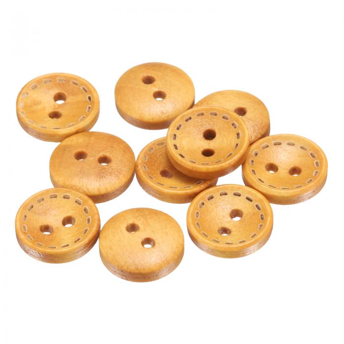 uxcell ウッドボタン 二つ穴 木製 裁縫 手芸 DIYクラフト装飾用 交換用 10個入り 直径13 mm オレンジ