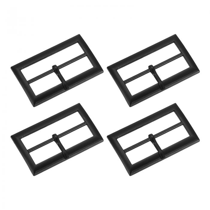 uxcell 4個単一歯ベルトバックル、1.38インチ亜鉛合金調整可能な長方形可動センターバーローラーバックル、財布バッグレザークラフトアクセサリー、クッション黒
