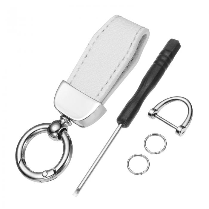 uxcell 車のキーチェーン 亜鉛合金レザーカーキーチェーンアンチロストDリングキーチェーンフォブ360度..