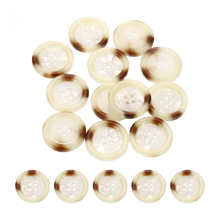 uxcell 28mm（1-1/8"）4穴樹脂丸型ボタン12個セット 白色