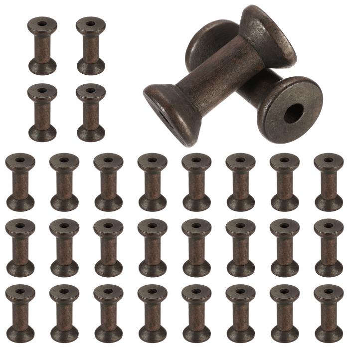 uxcell 30個の木製スプール、1.6インチ/40 mmの木製空のスプール、未仕上げの木製リボンスプール、アー..