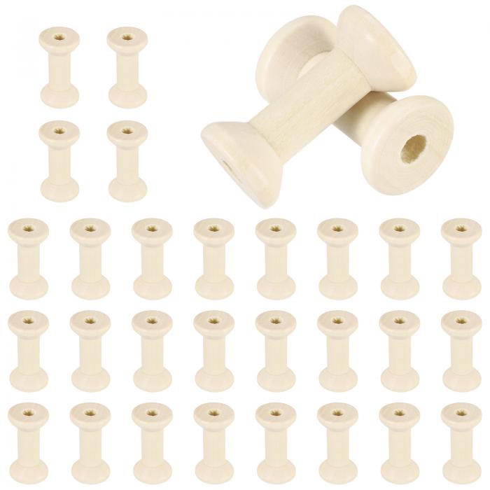 uxcell 30個の木製スプール、1.6インチ/40 mmの木製空のスプール、未仕上げの木製リボンスプール、アー..