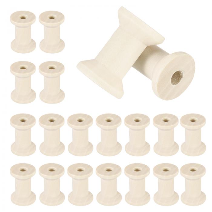 uxcell 20個の木製スプール、1.2インチ/30 mmの木製空のスプール、未仕上げの木製リボンスプール、アー..