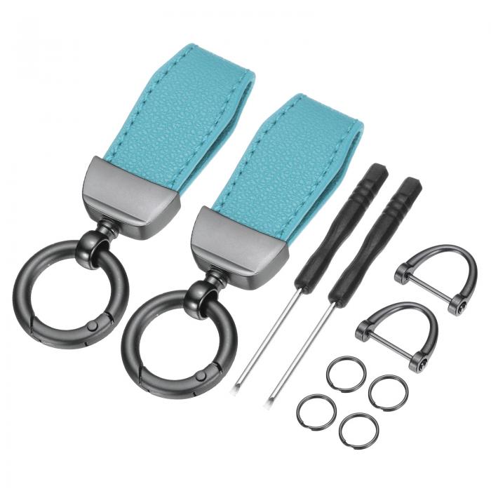 uxcell 2個の車のキーチェーン 亜鉛合金レザーカーキーチェーンアンチロストDリングキーチェーンFob 36..