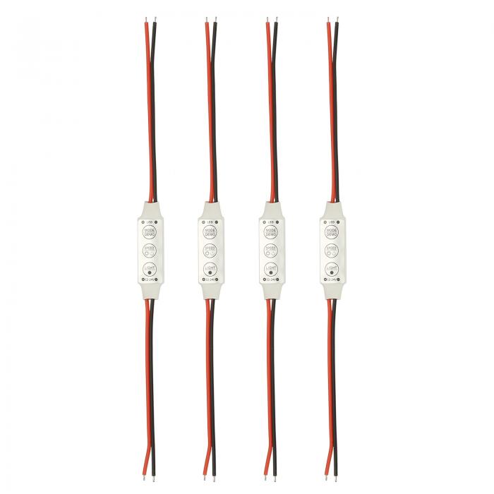uxcell LE Dストリップコントローラー DC 12V - 24V 6A 3キー ミニ明るさ調節可能 調光ランプスイッチ 単色ストリップ用 4個