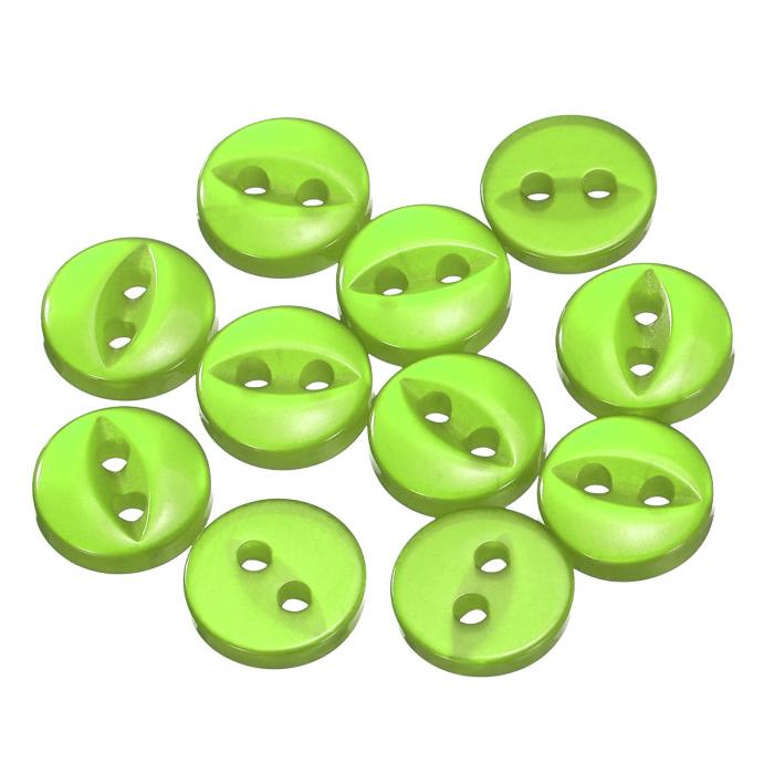 uxcell 12個入り14L 緑丸型ボタン 9mm 11/32インチ 樹脂製 2穴フィッシュアイクラフト交換用 クラフト装飾用パンツ ドレス スカート 衣類留め