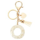 uxcell イニシャルレターキーチェーン レジン製かわいいハートタッセルペンダントアクセサリー Oアルファベットキーリング 財布 ハンドバッグ バックパック用 ホワイト