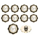 uxcell 25mm花レジンビンテージ衣類ボタンメタルコートパールボタンクラフトアクセサリー衣類コート装飾クラフトDIYプロジェクト 黒