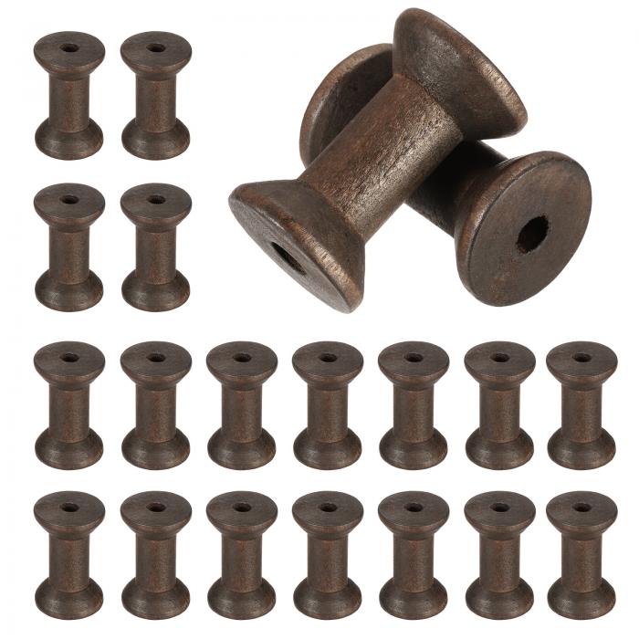 uxcell 20個のクラフト用木製スプール、2インチ/50 mmの木製空のスプール未仕上げの木製リボンスプール..