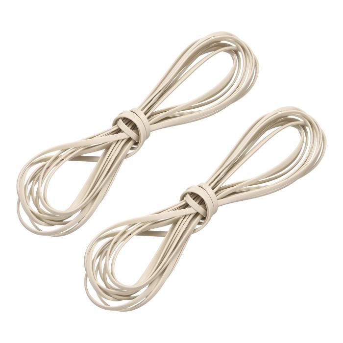 uxcell 2束のフラットレザーコード、5.5ヤード5mmレザークラフトレーシングストリップ、ベージュ