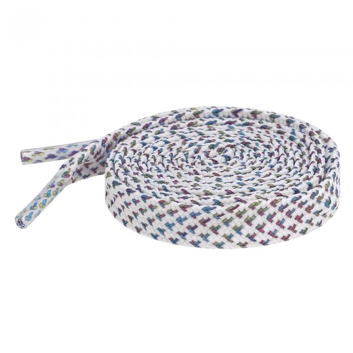 Elerevyo 反射靴紐 デュアルカラー チェック柄 編み込み フラット靴紐 スニーカー用 2組 カラフルなホワイト 140cm/55.1