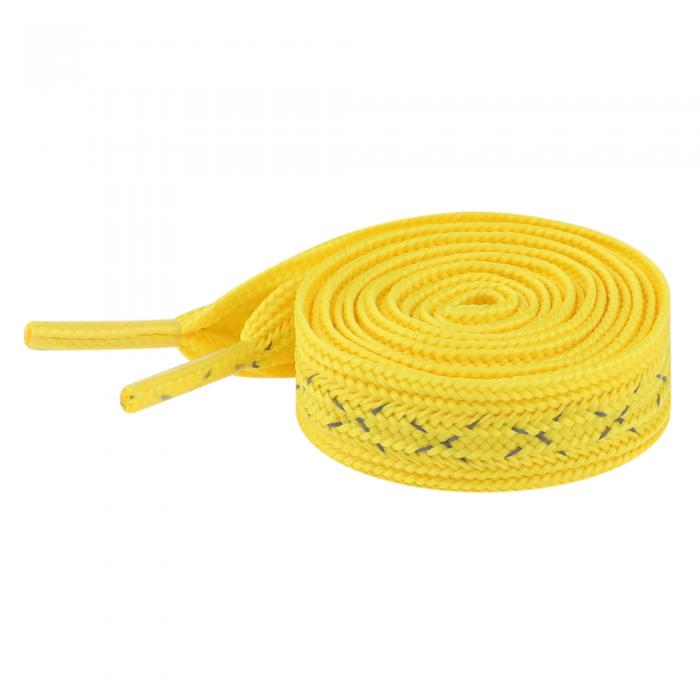 Elerevyo Wide Flat Cross Reflective Shoelace Braided Decorative Rope for Sneakers Skate Boots 2 Pairs Yellow 140cm/55.1