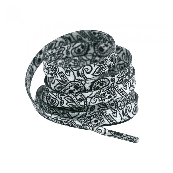 Elerevyo スニーカー用ペイズリーフラットシューレース1組、0.31インチソフトシューレースシューストリングス、カジュアルハイキングシューズ用 白黒 160cm