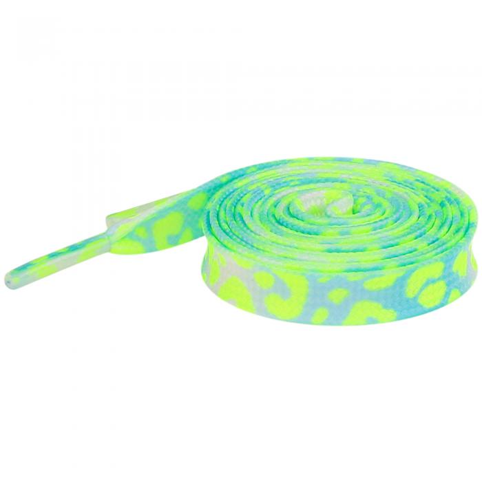Elerevyo Leopard Shoelaces Multicolor Tie Dye Gradient Shoelace Flat Shoe Strings for Sports Sneakers 2 Pairs Fluorescent Yellow 110cm/43.3