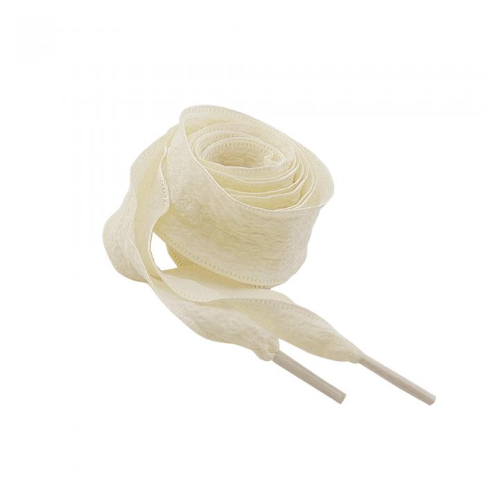Elerevyo 2 Pairs Ruffle Shoe Laces: 2.5CM Wide Fishtail Pleated Flat Sneaker Shoestring Beige 90cm/35.4