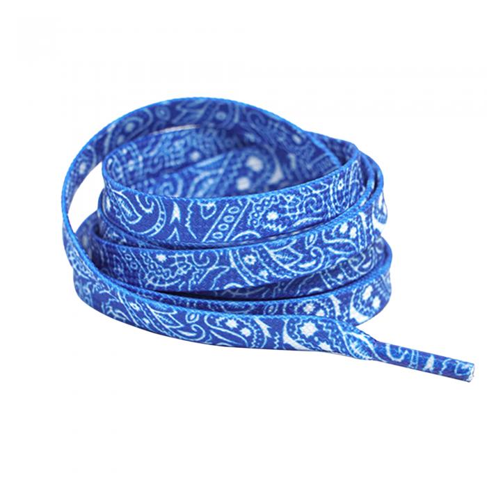 Elerevyo スニーカー用ペイズリーフラットシューレース1組、0.31インチソフトシューレースシューストリングス、カジュアルハイキングシューズ用 ロイヤルブルー 120cm