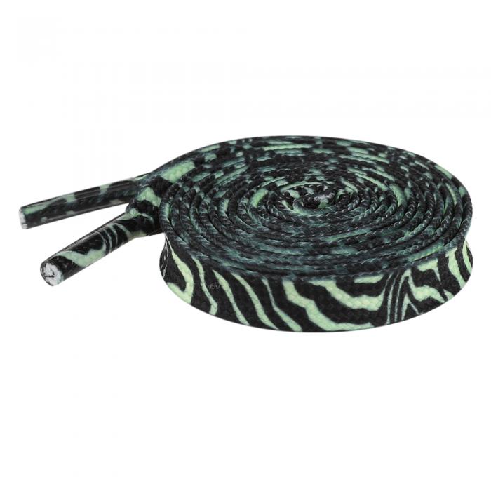 Elerevyo 1 Pair Leopard Print Flat Shoe Laces for Sneakers, 0.31'' Shoelaces Shoestrings for Casual Hiking Shoes Black Green 140cm/55.1