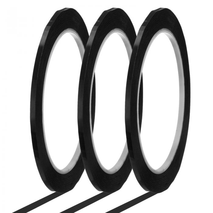 uxcell ホワイトボードテープ 1/8インチ x 72ヤード パンストライプ グラフィック チャート ライン グリッド マーキング テープ 教室 オ事務所 ドライイレースボード アート 黒 3個入り