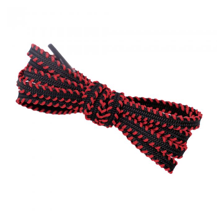 Elerevyo Flat Colorful Shoelaces Work Boot Laces Fashion Shoe Laces for Sneakers 2 Pairs Black-Red 60cm/23.62