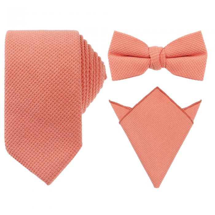 Elerevyo メンズ ポケットチーフセット 無地ネクタイ 厚手 結ばれ済み 蝶ネクタイセット パーティー用 ..