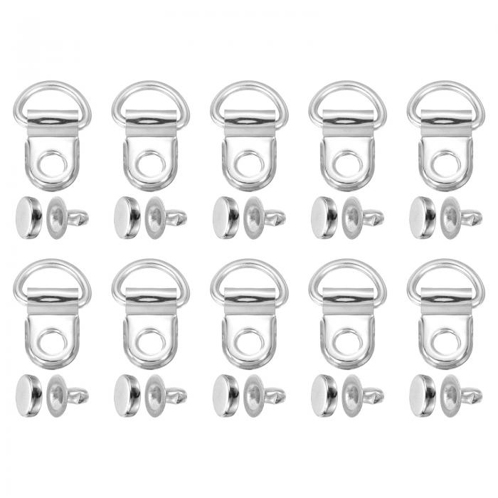 uxcell 20セットの靴ひもフック、ブーツレースフックDリングアイレットバックルとリベット、ハイキングブーツシューレザーバッグ用のブーツアイレット修理クリッ...