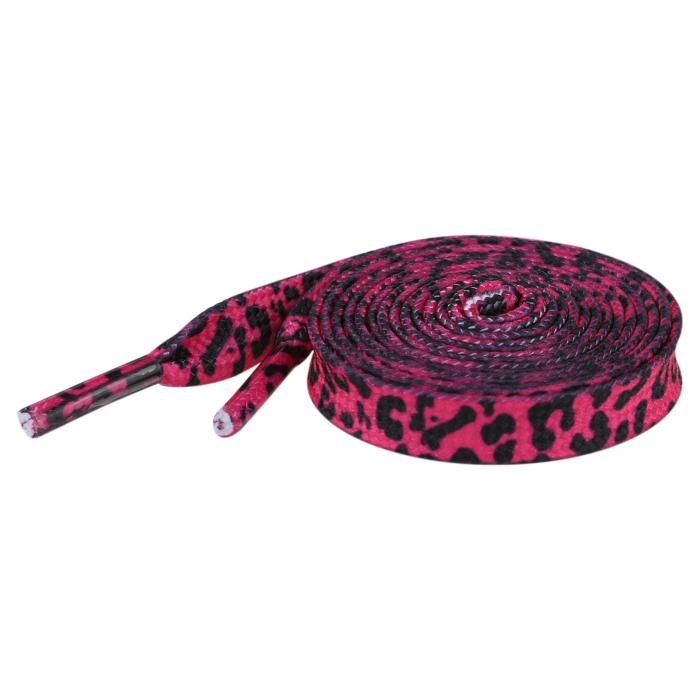 Elerevyo 1 Pair Leopard Print Flat Shoe Laces for Sneakers, 0.31'' Shoelaces Shoestrings for Casual Hiking Shoes Hot Pink 140cm/55.1