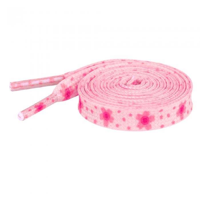 Elerevyo Colorful Floral Printed Flat Shoelaces Sneakers Flower Shoelaces for Casual 1 Pair Pink 100cm/39.4