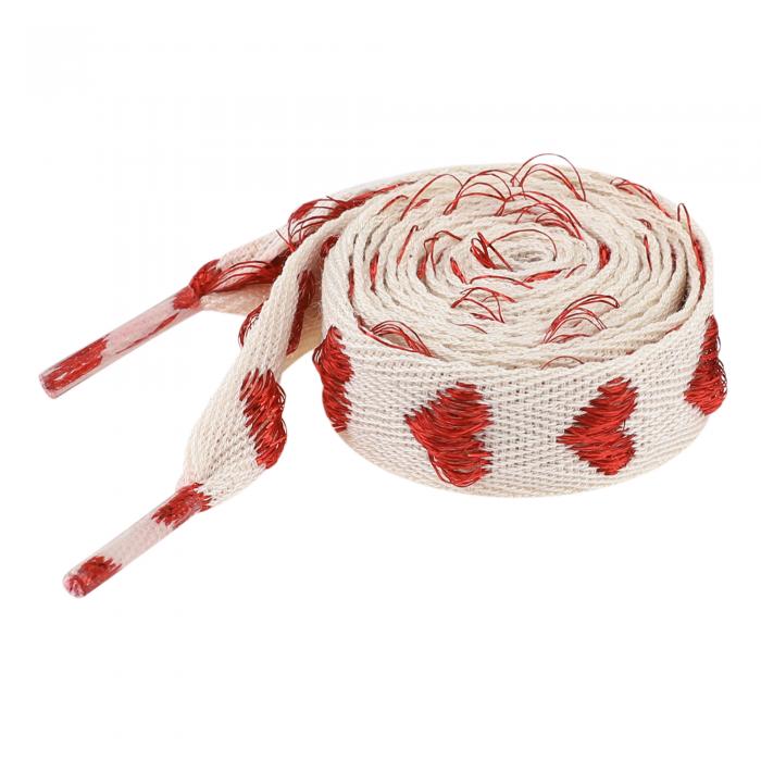 Elerevyo 2 Pairs Flat Glitter Shiny Shoe Laces, Metallic Heart Shoelaces Beige-Red Heart 140cm/55.1