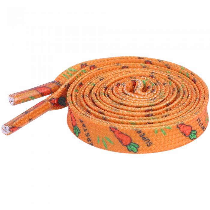 Elerevyo 1 Pair Flat Shoe Laces for Sneakers, 0.31'' Carrot Printed Soft Shoelaces Shoestrings for Casual Hiking Shoes Orange 120cm/47.2