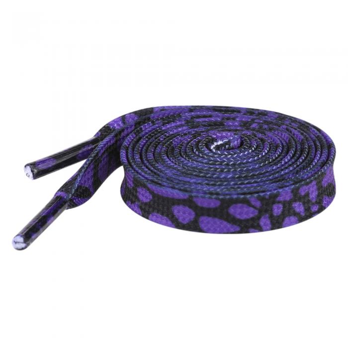 Elerevyo 1 Pair Leopard Print Flat Shoe Laces for Sneakers, 0.31'' Shoelaces Shoestrings for Casual Hiking Shoes Black Purple 100cm/39.4