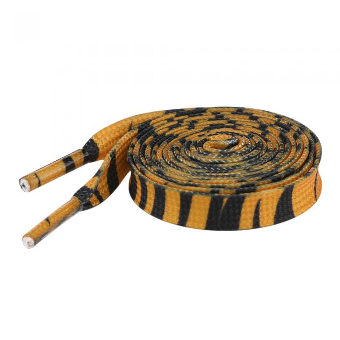 Elerevyo 1 Pair Leopard Print Flat Shoe Laces for Sneakers, 0.31'' Shoelaces Shoestrings for Casual Hiking Shoes Orange Black Tiger 100cm/39.4