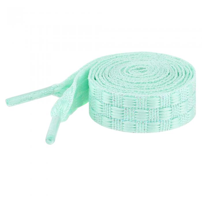 Elerevyo 1 Pair Flat Checkered Shoe Laces, Colorful Metal Wire Braided Shoelaces for Sneakers Boots Light Mint Blue 90cm/35.4