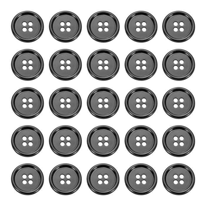 uxcell 25個 メタルボタン18mm（0.71インチ）4つ 穴合金丸いボタンクラフト裁縫アクセサリー 衣類DIYクラフト装飾用 ガン
