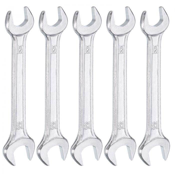 uxcell 5個セット ダブルオープンエンドレンチ 12mm x 13 mm メトリック 15度オフセット角度 小型フラットヘッドレンチ ガルバニゼーション オープンエンドスパナ 自動車修理 家具組み立て用