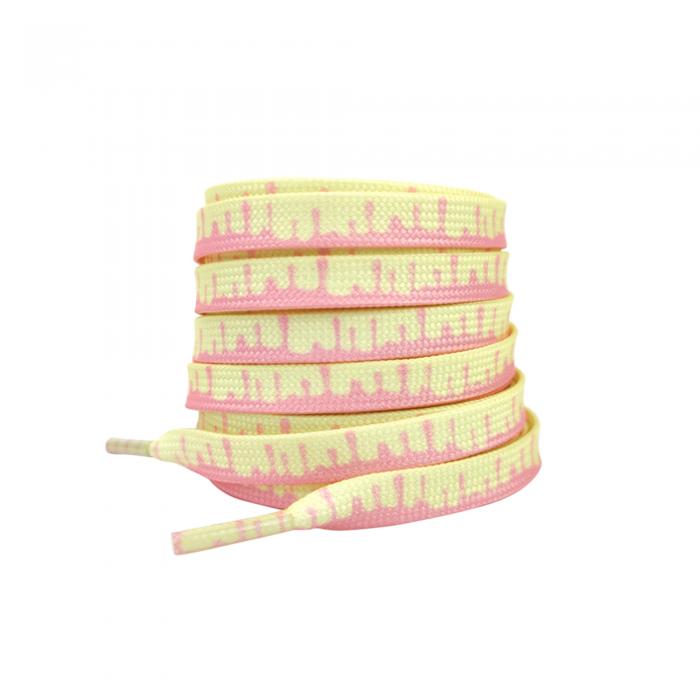 Elerevyo Colorful Shoe Strings Gradient Melted Patterned Shoelaces Shoe Laces for Sneakers 1 Pair Yellow and Pink 120cm/47.2