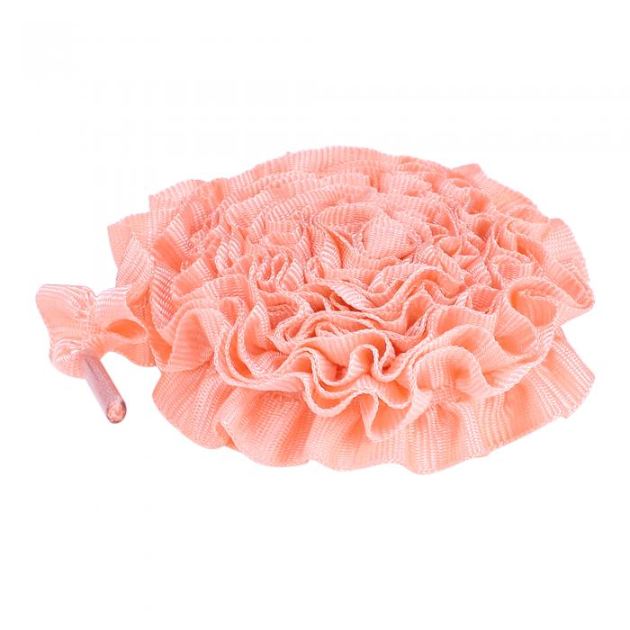 Elerevyo Shoelaces Ruffled Ribbon Solid Color Pleated Elastic Shoe Strings for Sneakers 2 Pairs Peach Pink 120cm/47.2